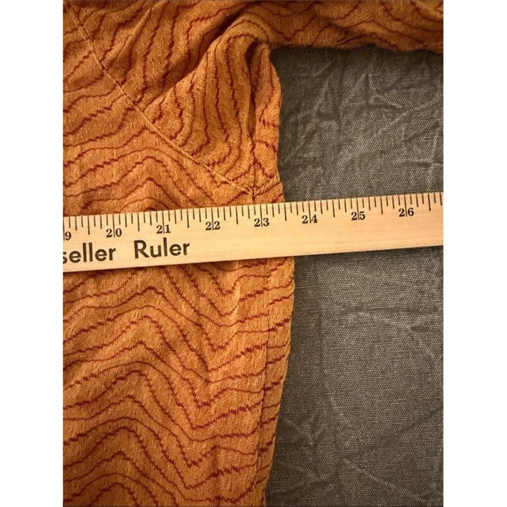 Vivanni Vintage Draped Front Button Down Blouse Orange Magenta‎ Wavy Textured L